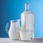 Close-up of Milk Against Blue Background